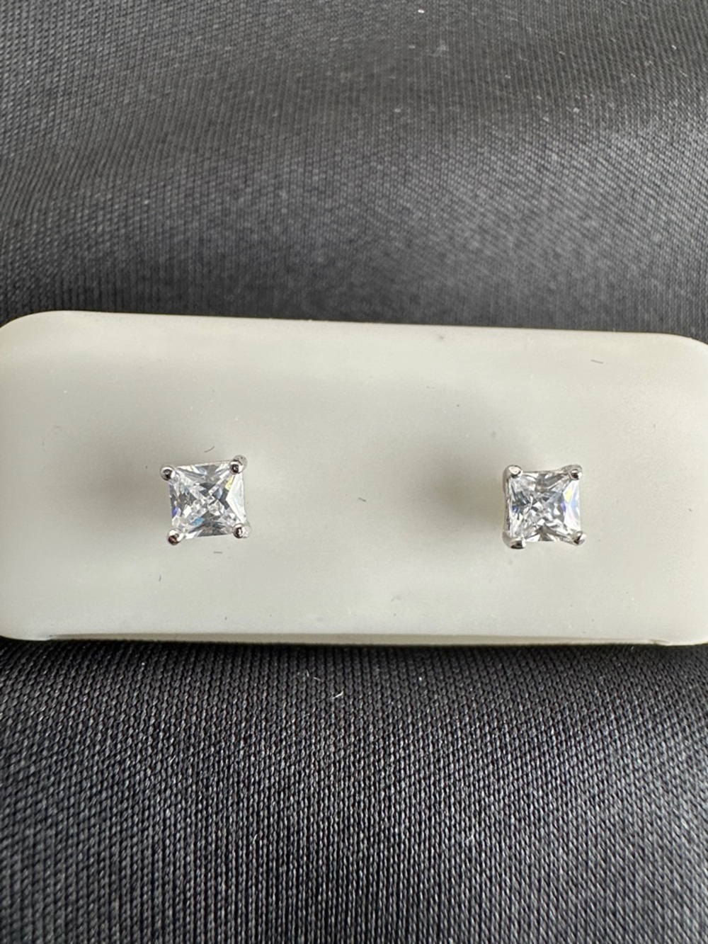 3mm Moissanite Princess Cut Sterling Silver Stud Earrings